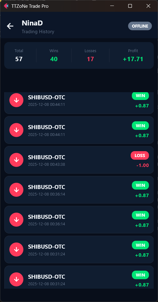 Copy Trade Mobile - Trade History