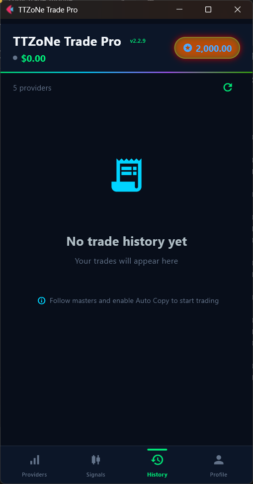 Copy Trade Mobile - History