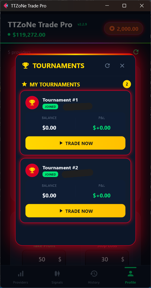Copy Trade Mobile - Tournaments