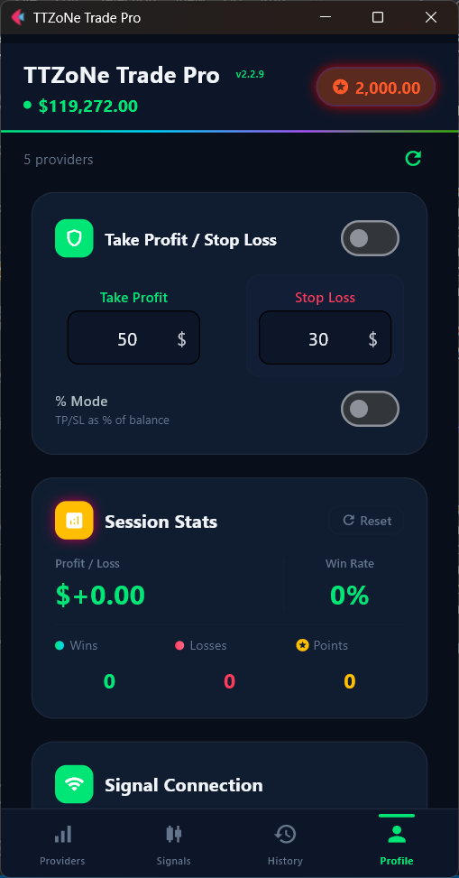 Copy Trade Mobile - Session Stats